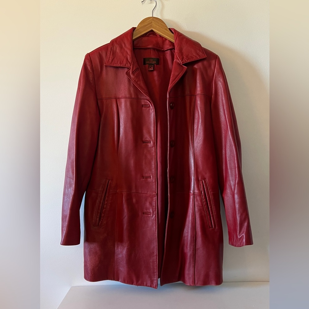 Vintage Danier Red Leather Coat